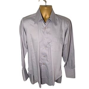 Vtg 50s 60s Excello Silken Touch Dagger Collar Shirt Permanent Press Gray 15x33